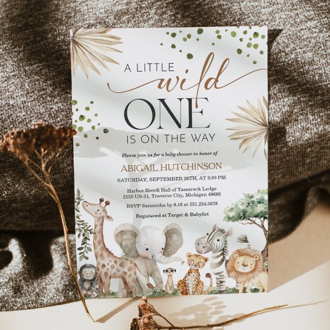 Convite Safari Animals Gender Neutral Baby Shower (Safari Animals Gender Neutral Baby Shower Invitation)