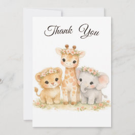 Convite Safari Animals Lion Giraffe Elephant Pink Girl