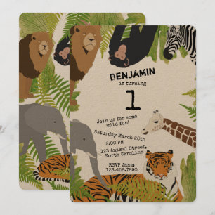Convite "Safari" - Aniversário de Safari dos Animais Selv