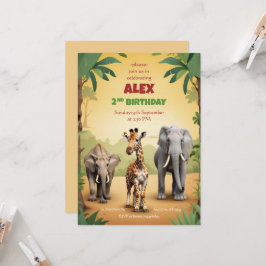 Convite Safari Aniversário Invocação de Animais Dourados d