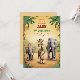 Convite Safari Aniversário Invocação de Animais Dourados d