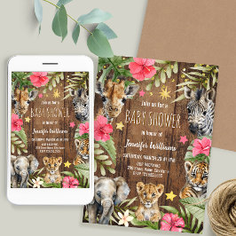 Convite Safari Baby Shower Baby Animals Invitation