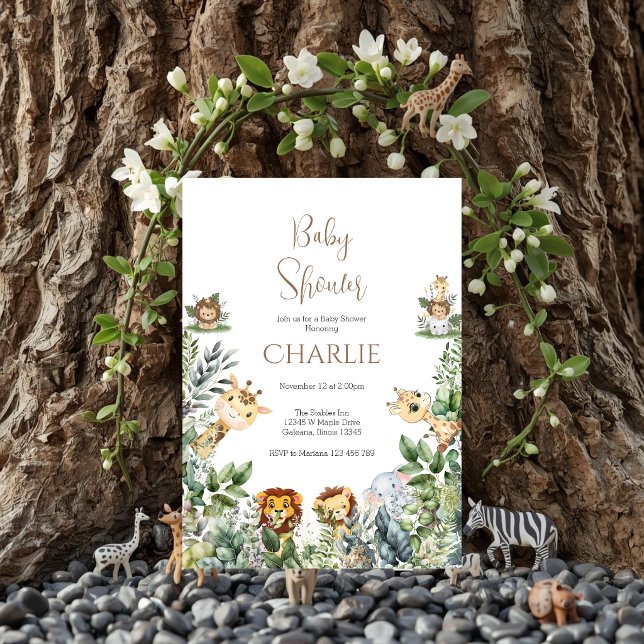 Convite Safari Baby Shower Boy invitation (Criador carregado)
