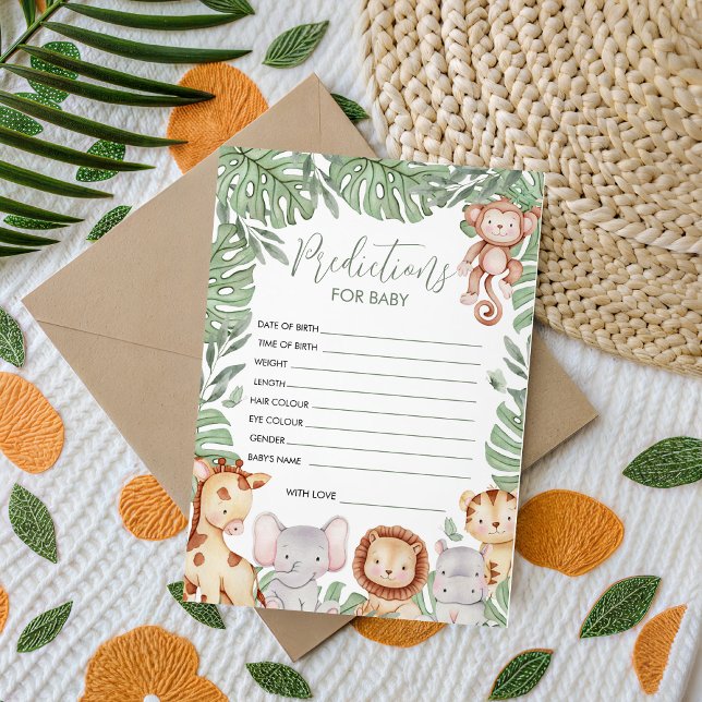Convite Safari Baby Shower Prediction Card (Criador carregado)