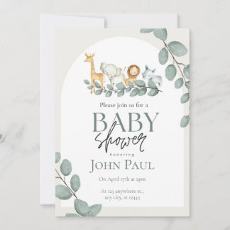 Convite Safari Baby Shower Watercolor Background 