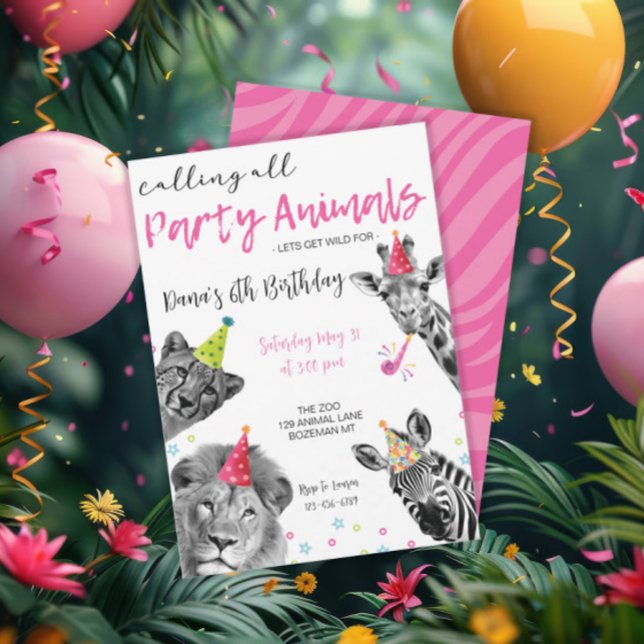 Convite Safari chamando todos os animais de festa selvagem (Criador carregado)