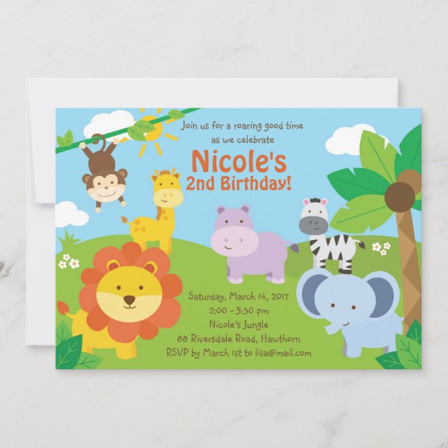 Convite Safari / Convite De Aniversário Safari (Frente)