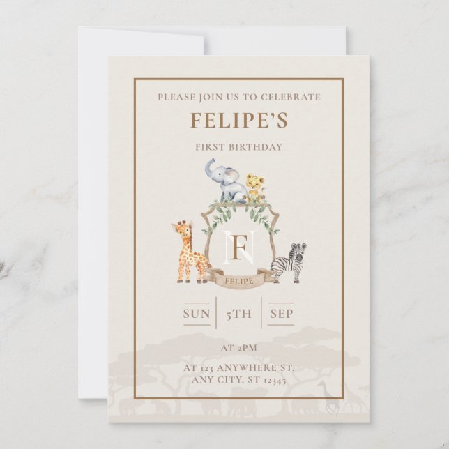 Convite Safari Crest (Frente)