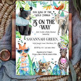 Convite Safari de Animais da Selva Tropical Chá de Bebê Me