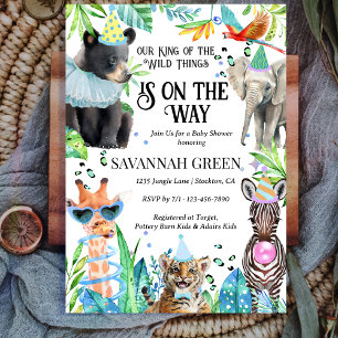 Convite Safari de Animais da Selva Tropical Chá de Bebê Me