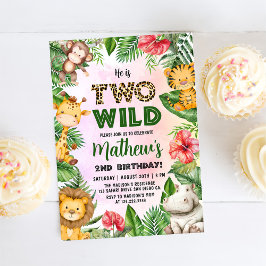 Convite Safari Dois segundo aniversário Selvagem