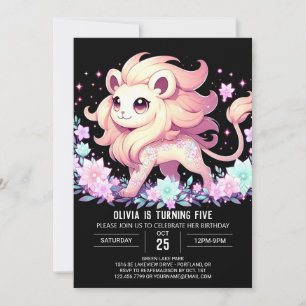 Convite Safari Elegant Lion Digital Birthday