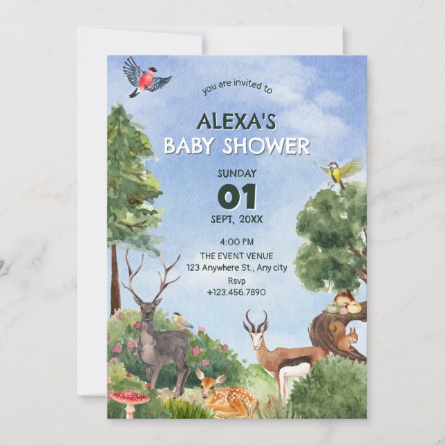 Convite Safari forest baby shower (Frente)