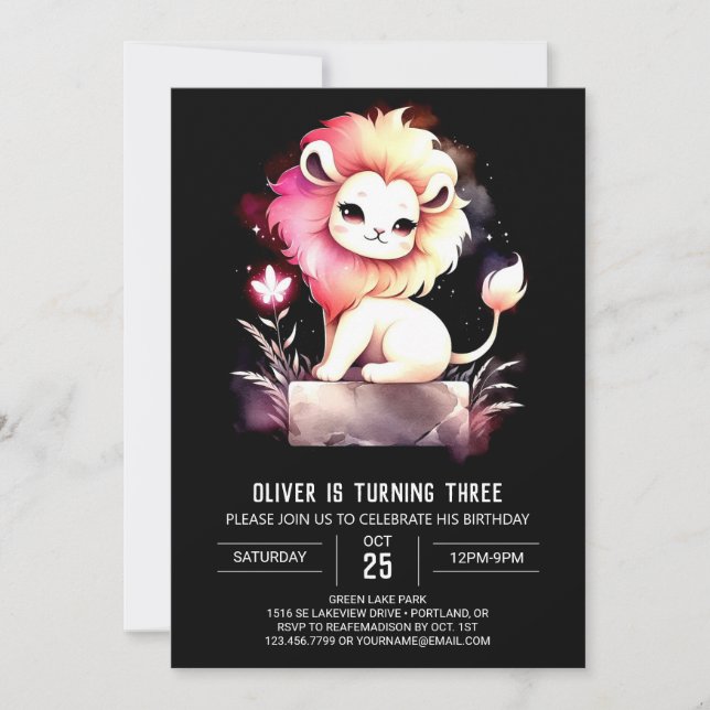Convite Safari Happy Lion Birthday (Frente)