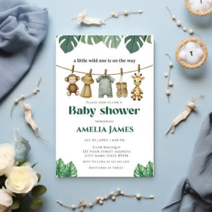 Convite Safari Jungle Animal selvagem um Chá de fraldas