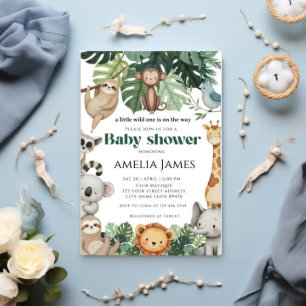 Convite Safari Jungle Animal selvagem um Chá de fraldas