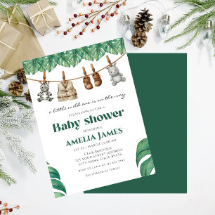 Convite Safari Jungle Animal selvagem um Chá de fraldas