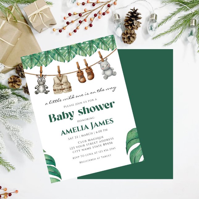 Convite Safari Jungle Animal selvagem um Chá de fraldas (Criador carregado)