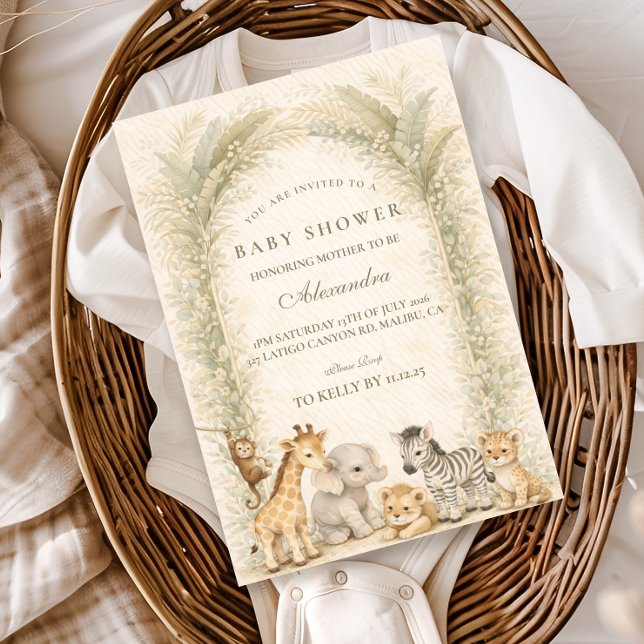 Convite Safari Jungle Animals Arch Baby Shower (Criador carregado)