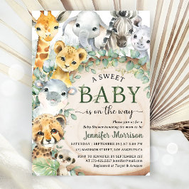 Convite Safari Jungle Animals Baby Shower Tropical Rustic