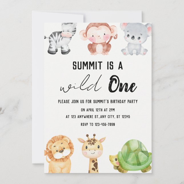 Convite Safari Jungle Baby Invite (Frente)