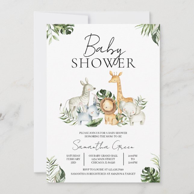 Convite Safari Jungle Baby Shower (Frente)