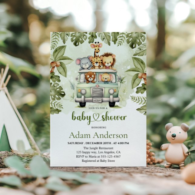 Convite Safari Jungle Baby Shower Invitation  (Criador carregado)