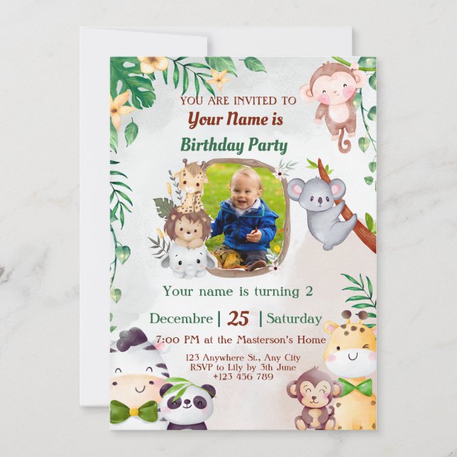 Convite Safari & Jungle Birthday Invents for Kids (Frente)