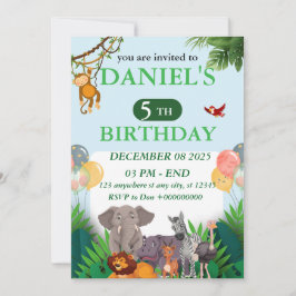 Convite Safari Jungle Birthday Invitation