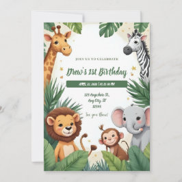 Convite Safari Jungle Birthday Invitation