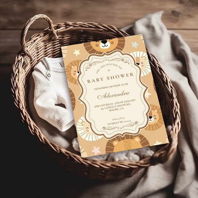 Convite Safari Lion Baby Shower (Criador carregado)