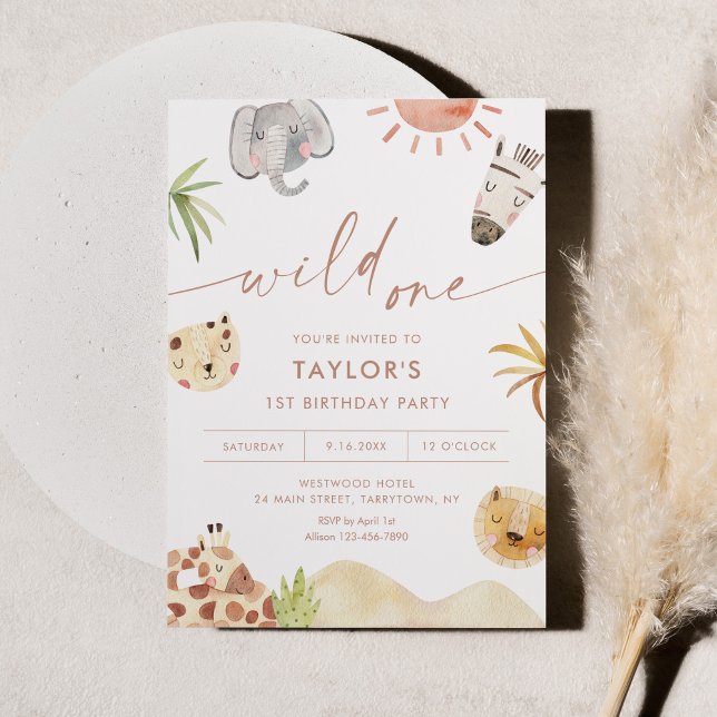 Convite SAFARI, Partido do primeiro aniversario de Animais (Criador carregado)