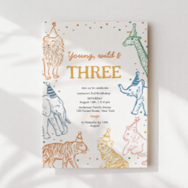 Convite Safari Party 3rd Animals Birthday Invitation