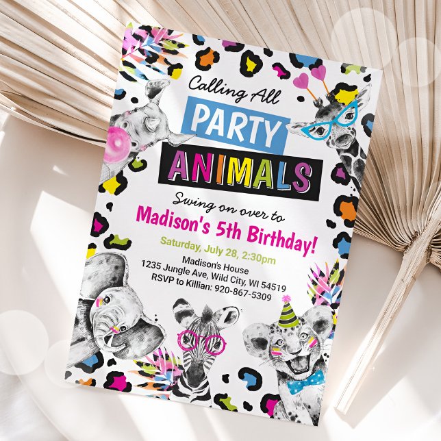 Convite Safari Party Animals Birthday Leopard Print (Criador carregado)