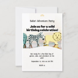 Convite Safari Selgle Birday Editable Watercolor Animal