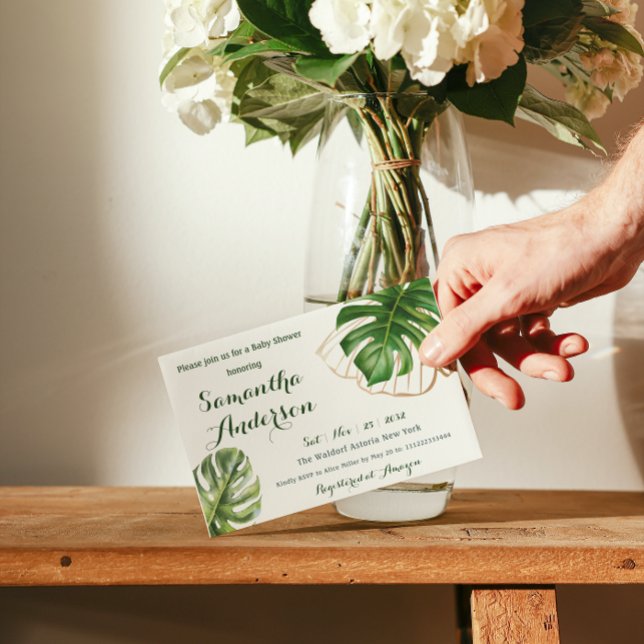 Convite Safari Simple Tropical Wild One Chá de fraldas (Criador carregado)