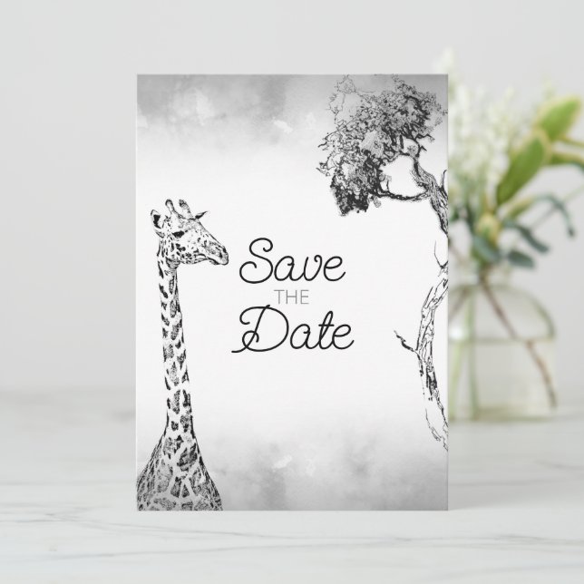 Convite Safari Wedding Save The Date Design (Em pé/Frente)