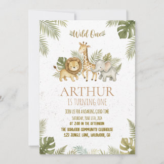 Convite Safari Wild One 1st Birthday Invite Map