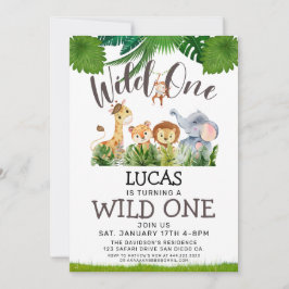 Convite Safari Wild One Birthday