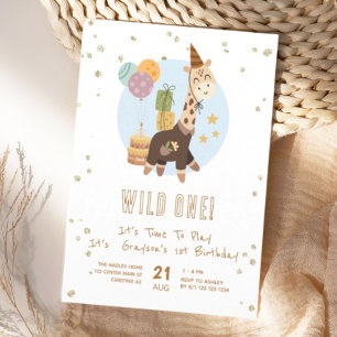 Convite Safari Wild One Menino 1º Aniversário