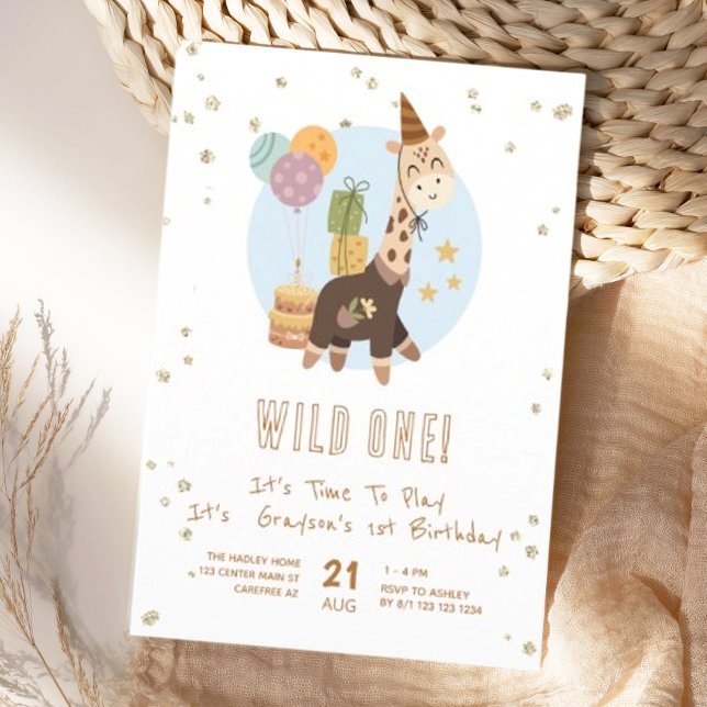 Convite Safari Wild One Menino 1º Aniversário (Criador carregado)