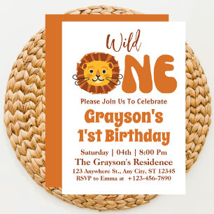 Convite Safari Wild One Menino Aniversário de 1 ano Boho L