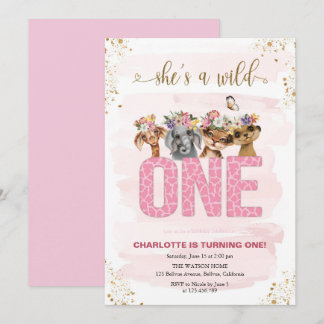 Convite Safari Wild One primeiro aniversario