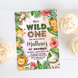 Convite Safari Wild One primeiro aniversario