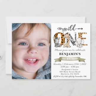 Convite Safari Wild One primeiro aniversario com seu convi