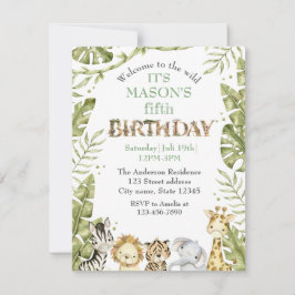 Convite Safari Wild One Watercolor Birthday