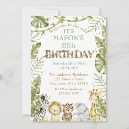 Convite Safari Wild One Watercolor Birthday