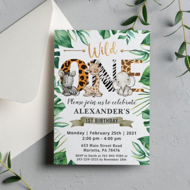 Convite Safari Wild Um Partido primeiro aniversario (Criador carregado)