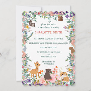 Convite safari zoo animais da selva flora aquícola da selv