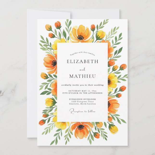 Convite Saffron Lively Botanical Wedding (Frente)